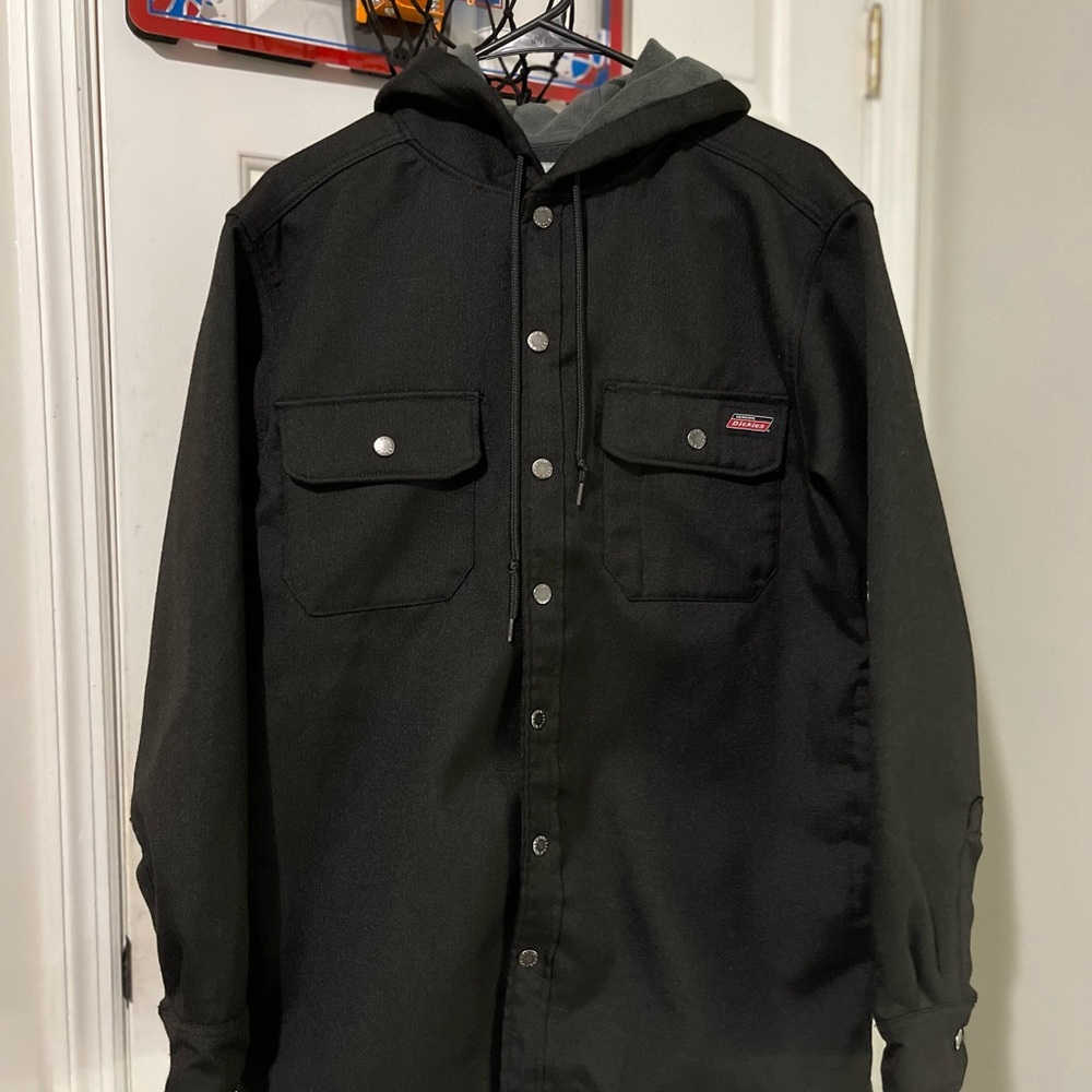 Dickies Black Hooded Shirt Jacket